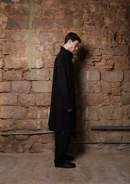 Asymmetrical Wool-Viscose Coat Aren - ZHANNAONA | Partes de arriba - Back View