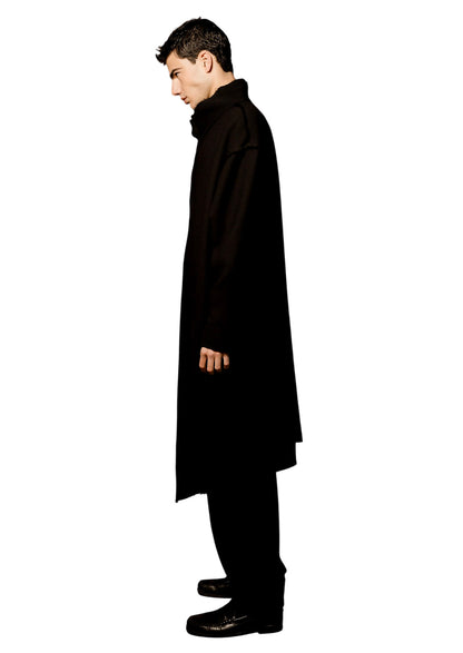 Asymmetrical Wool-Viscose Coat Aren
