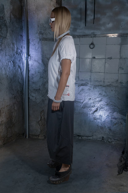 Base T-Shirt in White Cotton Ghost Logo Edition - ZHANNAONA | Camisetas - View 4