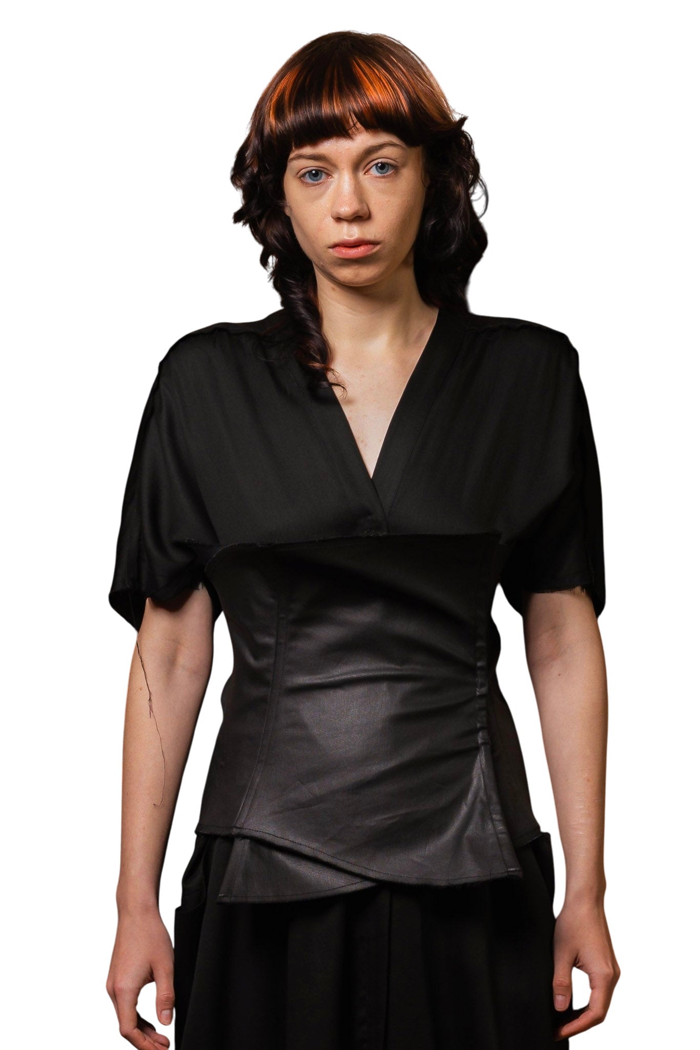 Korsett aus beschichtetem Denim-Satin