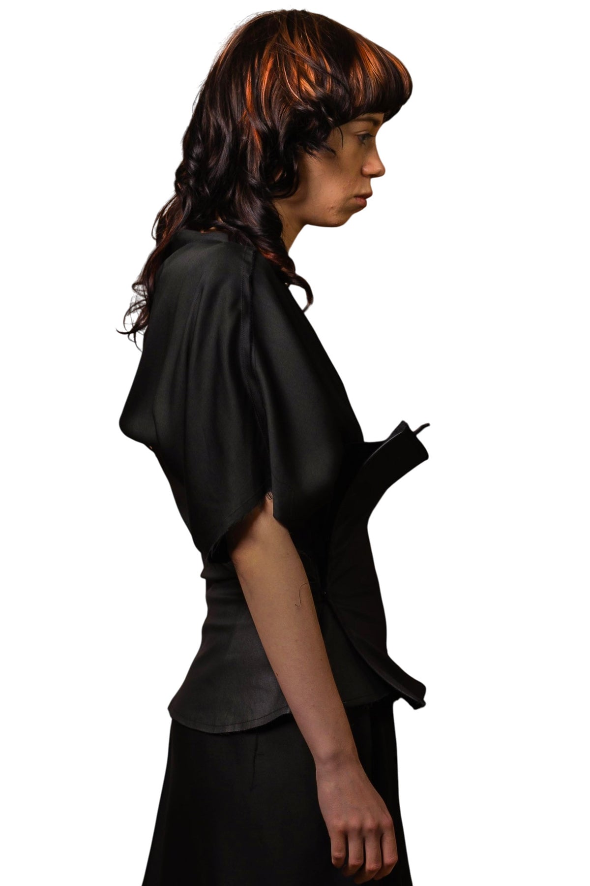 Corset in Coated Denim Satin