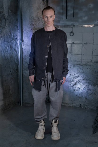 Deconstructed Reversible Bomber in Japanese Denim - ZHANNAONA | Partes de arriba