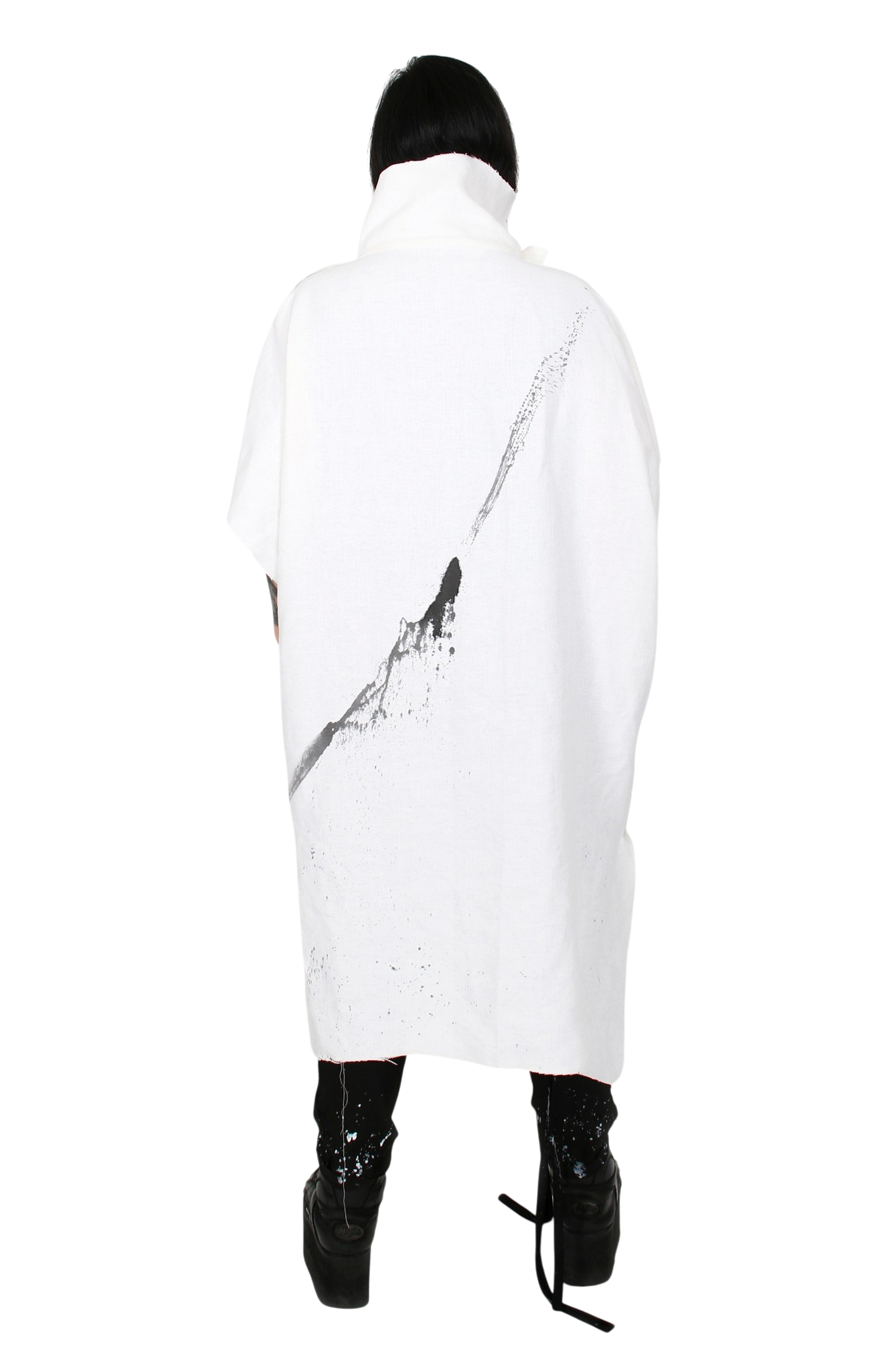 Drip Linen White Hand-Painted Cape