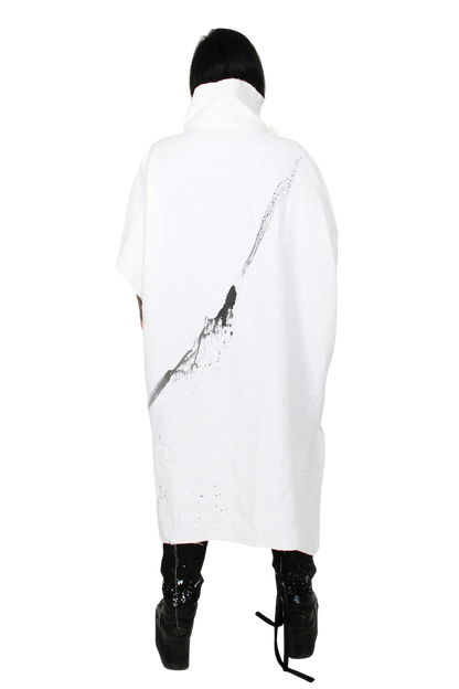Drip Linen White Hand-Painted Cape