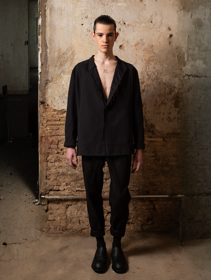 Frayed Linen Blazer - ZHANNAONA | Partes de arriba