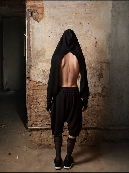 Hooded Scarf Bat with Sleeves - ZHANNAONA | Partes de arriba - Back View