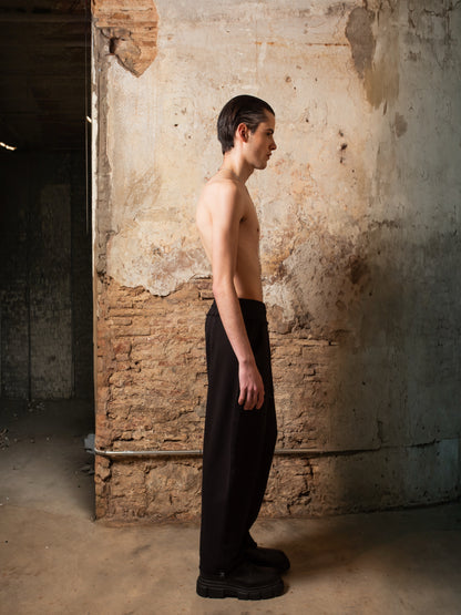 Large Sweat Pants in cotton brushed stitch - ZHANNAONA | Pantalones - Back View