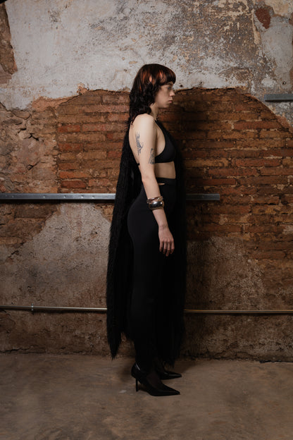 Mongolian Faux-Fur Vegan Reversible Unilateral Coat - ZHANNAONA | Partes de arriba - Detail View