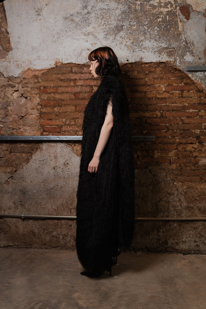 Mongolian Faux-Fur Vegan Reversible Unilateral Coat - ZHANNAONA | Partes de arriba - View 4