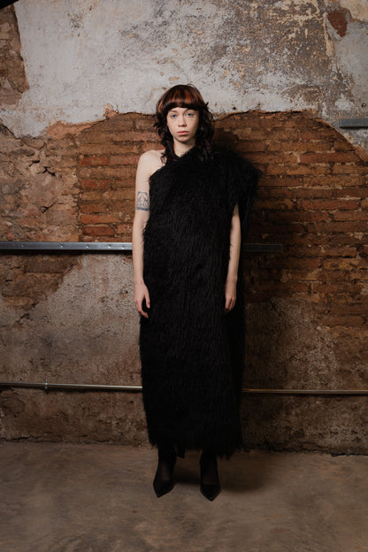 Mongolian Faux-Fur Vegan Reversible Unilateral Coat - ZHANNAONA | Partes de arriba - View 5