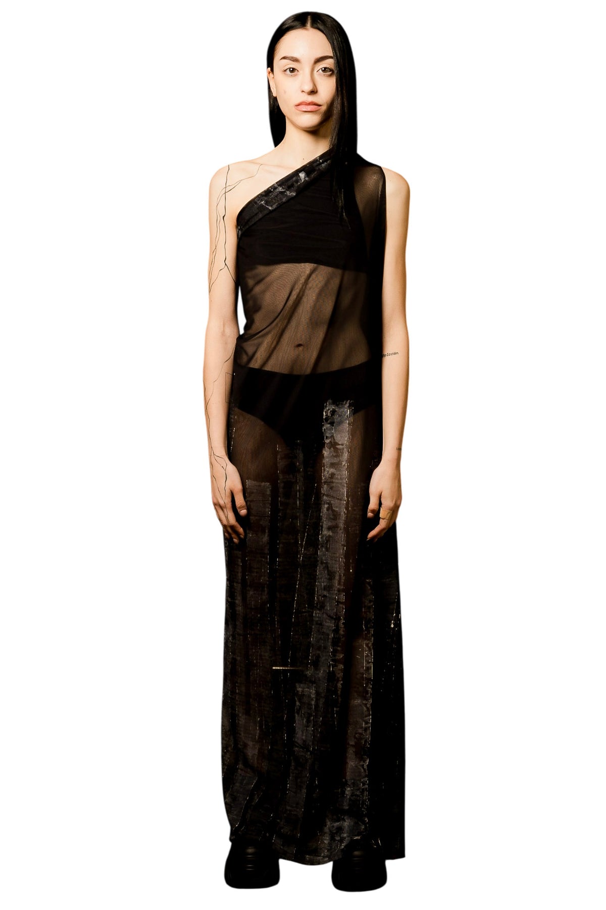 Tube Mesh Dress Hand Paint