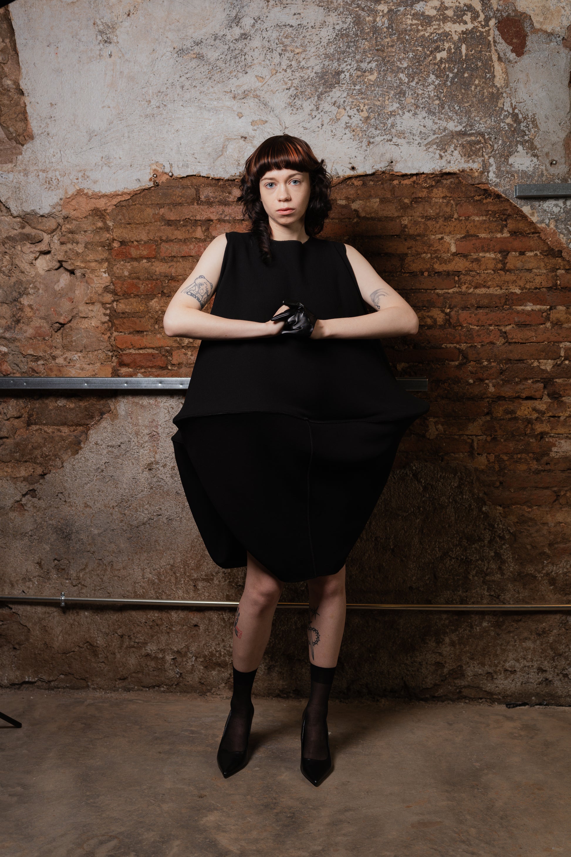 Whalebone Balloon Dress in Wool & Viscose - ZHANNAONA | Vestidos