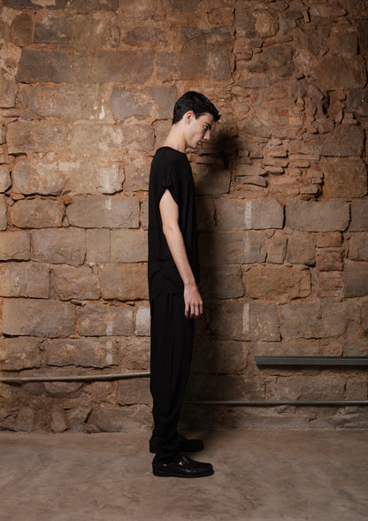 Wide Shoulder Vest T-Shirt in Cotton DANI - ZHANNAONA | Camisetas - Detail View