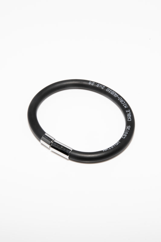 ZHANNAONA bracelet micro black microphone cable zero waste electronic techno music accessory Barcelona avant-garde fashion